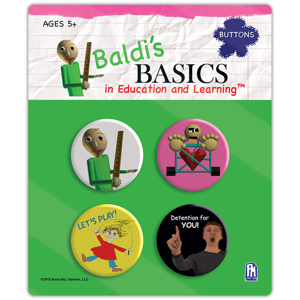 Baldi's Basics - Buttons 4-Pack (Four 1.5